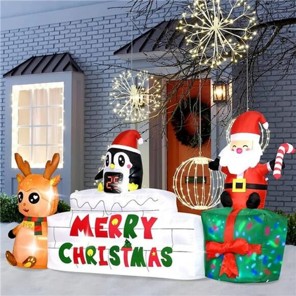 10.5 Ft Reindeer and Santa Inflatables with Rotating LED Lights - Picture 7 of 7